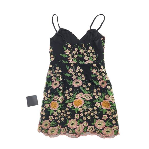 Lulus Abloom With Love Black Floral Embroidered Mini Dress S - Picture 5 of 10